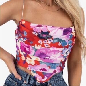 Kittenish Jessie floral silky corset top medium m